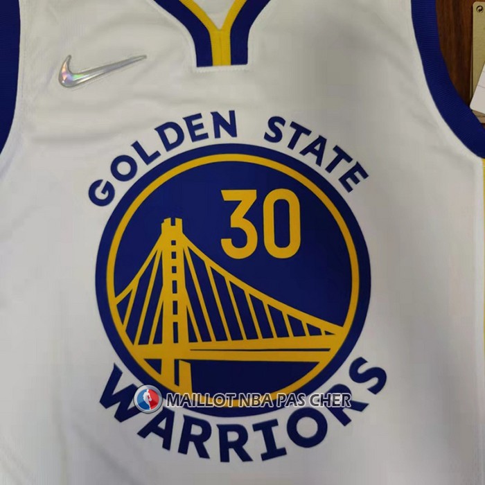 Maillot Golden State Warriors Stephen Curry NO 30 Association 2022 NBA Finals Blanc